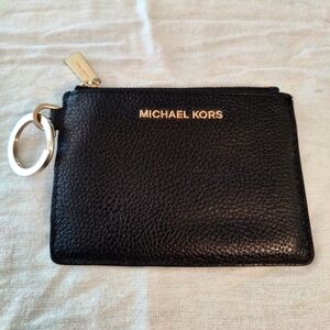 Michael Kors Black Leather Keychain Wallet